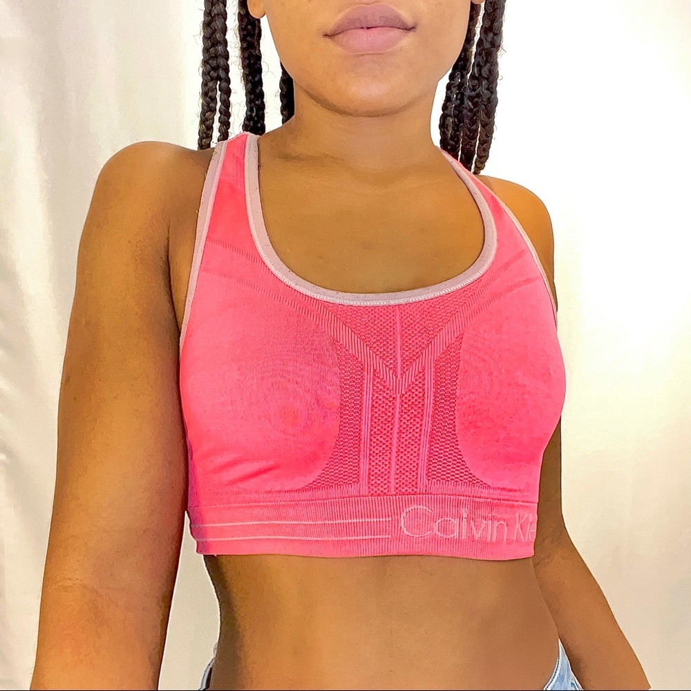Calvin Klein Reversible Pink Fitted Sports Bra for Women
